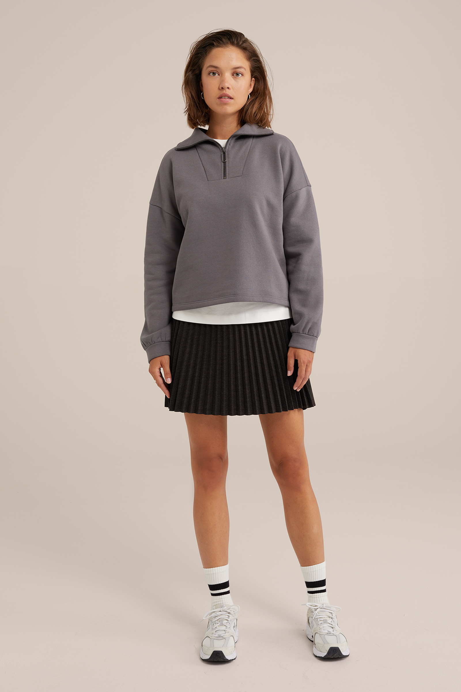 sweater met ritssluiting WE Fashion Donkergrijs