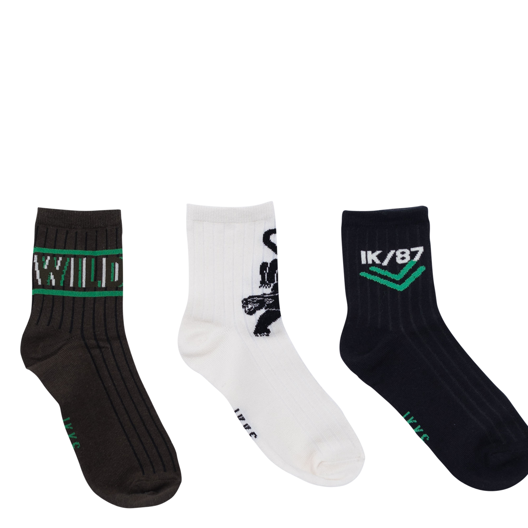 Lot de trois paires de chaussettes en coton mélangé | Kaki