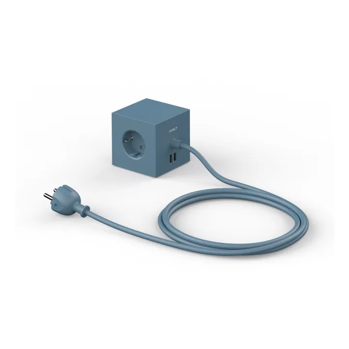 Avolt Rallonge Square 1 avec prise USB | Bleu