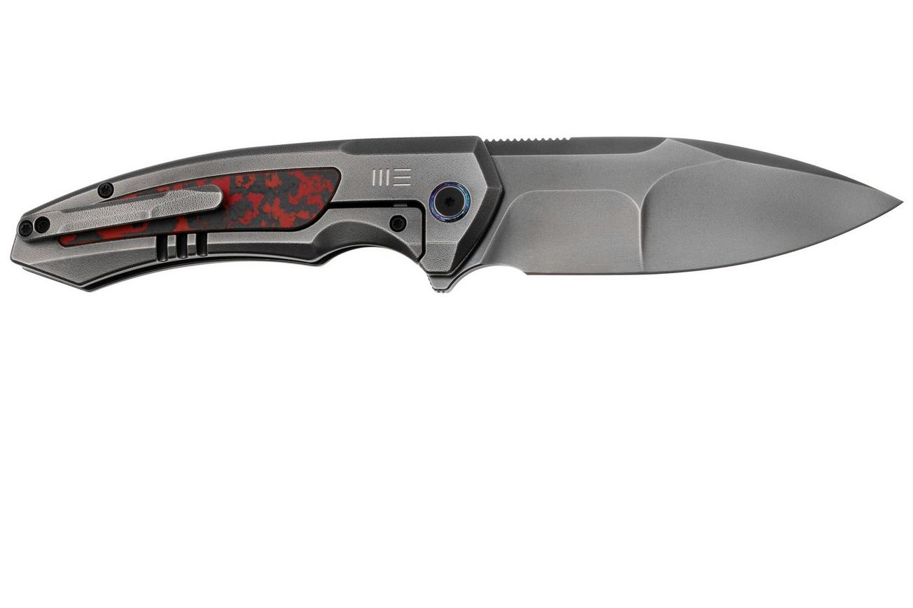 WE Knife Hyperactive WE23030-2 Gray Vanax, Polished Gray Orange Peel Textured Titanium Lava Flow Fat Carbon Fiber, zakmes