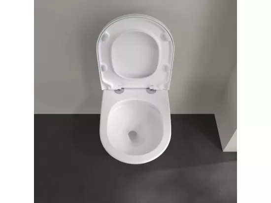 Pack WC Suspendu sans bride VILLEROY & BOCH Subway 3.0 avec abattant frein de chute + Bâti support GROHE + plaque chromée
