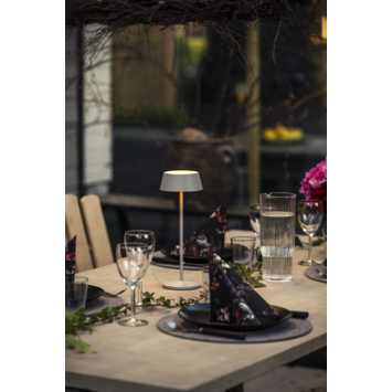 KonstSmide tafellamp Menton 2,9 W oplaadbare LED verlichting zilver