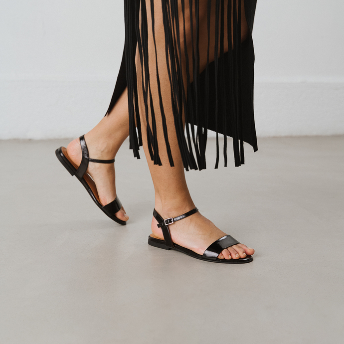 Sandales  en vernis noir