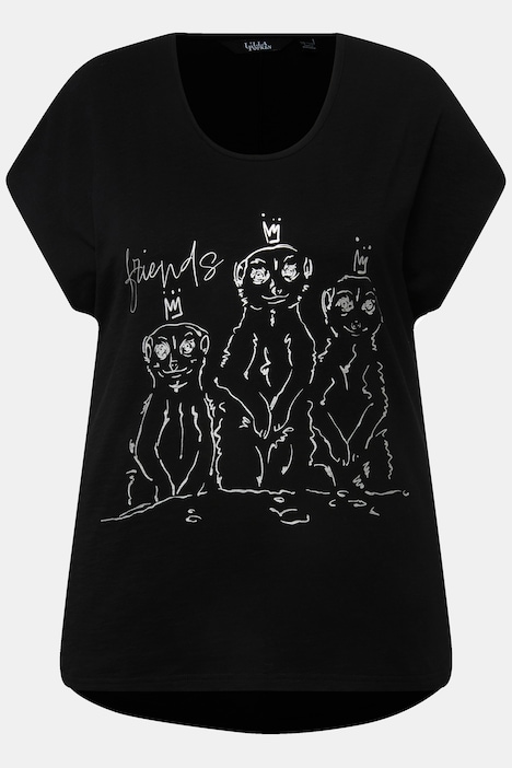 T-Shirt, Metallic-Tiermotiv, Oversized, Rundhals, Halbarm