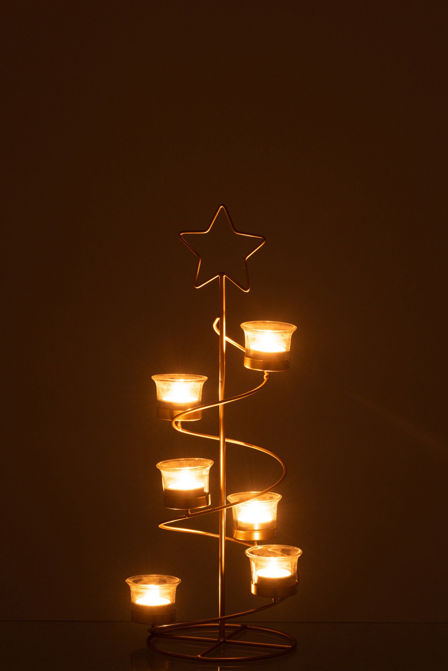 J-Line waxinelichthouder spiraal boom goud D 20 H 50 cm