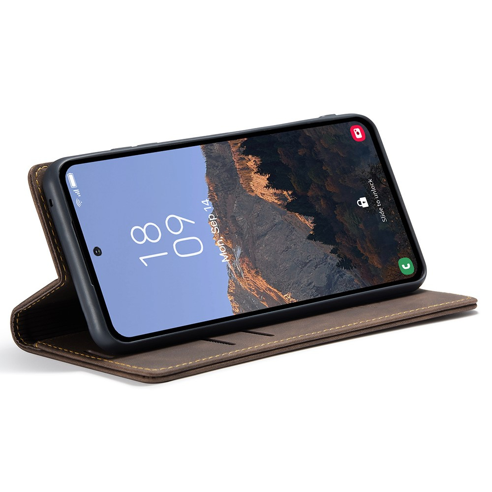 Samsung Galaxy A54 5G Leder Tasche Flip Wallet Etui mit Kartenfächern - Dunkelbraun