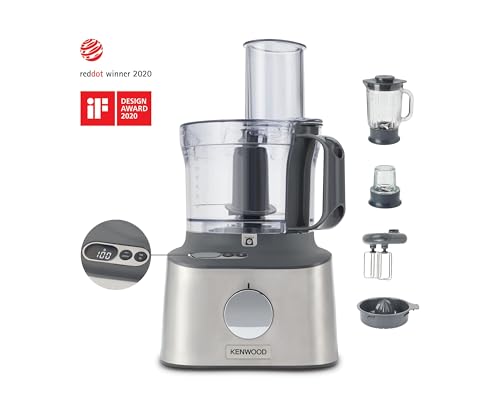Kenwood Multipro Compact  FDM313SS Robot de cuisine compact avec balance intégrée, lame en acier inoxydable, 3 plateaux de travail et 6 autres accessoires, boîtier en métal, 800 W, argent : Cuisine et Maison