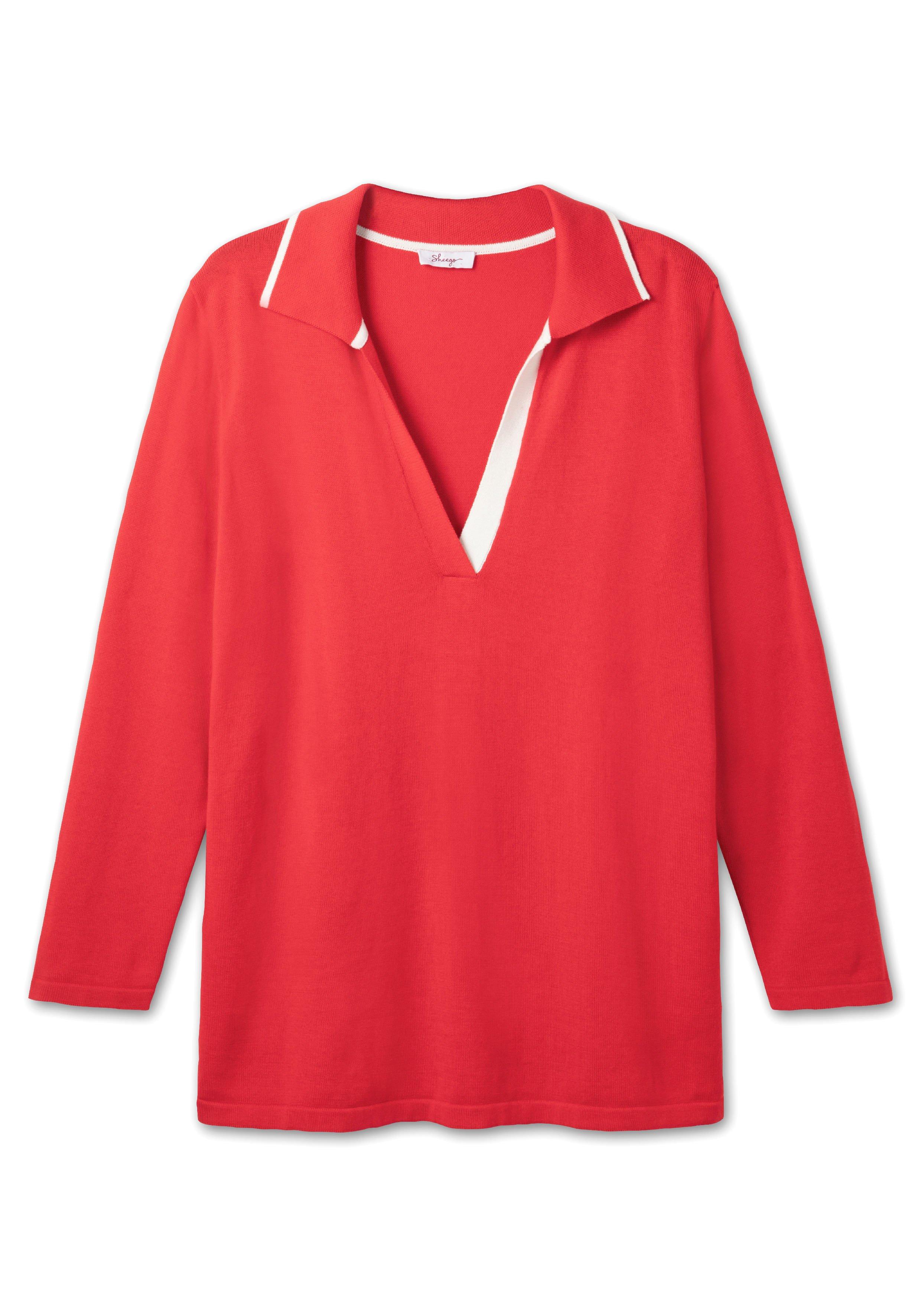 Pullover mit  V-Ausschnitt und Polokragen
