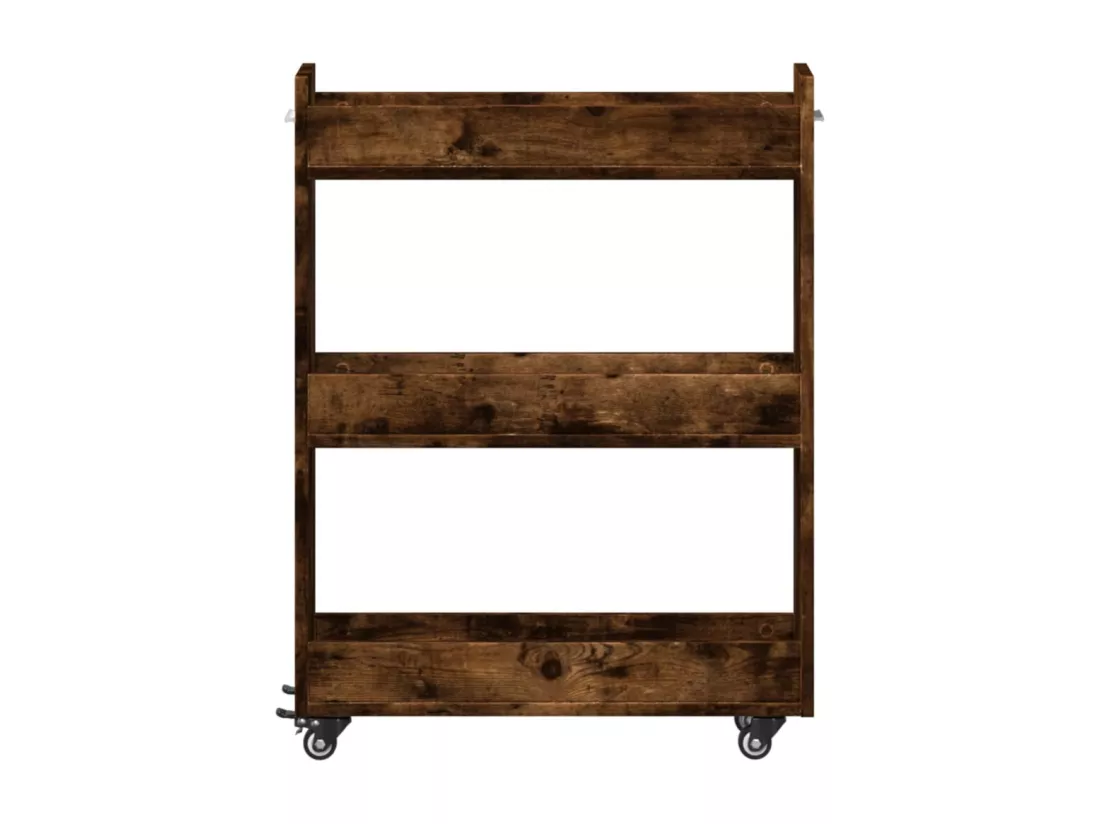 Armoire avec roues chêne fumé 60x22x79 cm bois d'ingénierie