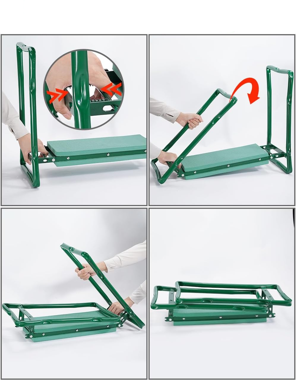 (61x50cm) Garten Bank Klappbarer Gartenarbeit Outdoor Hocker Kniebank mit Werkzeug Organizer Tasche - Grün