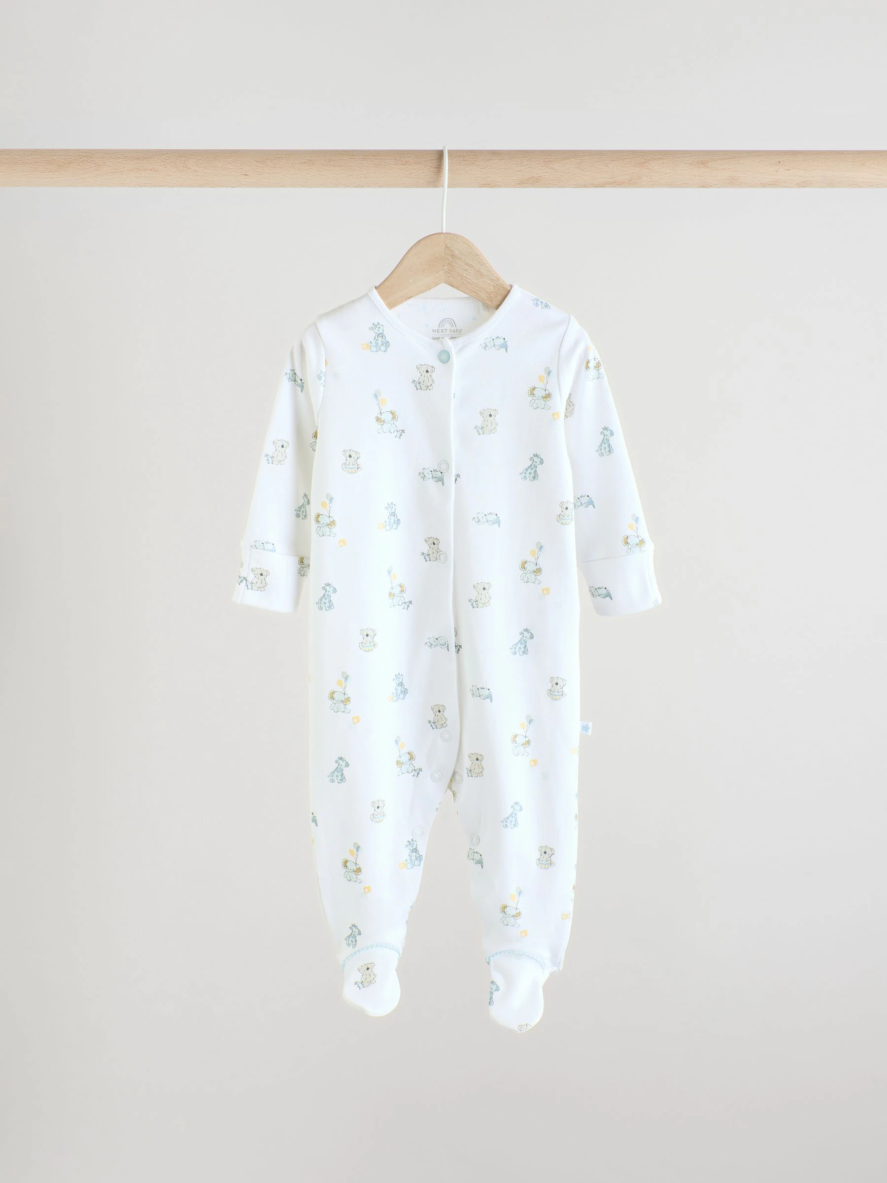 Blauw/wit - Geborduurde babypyjama's 3 stuks (0-2jaar)