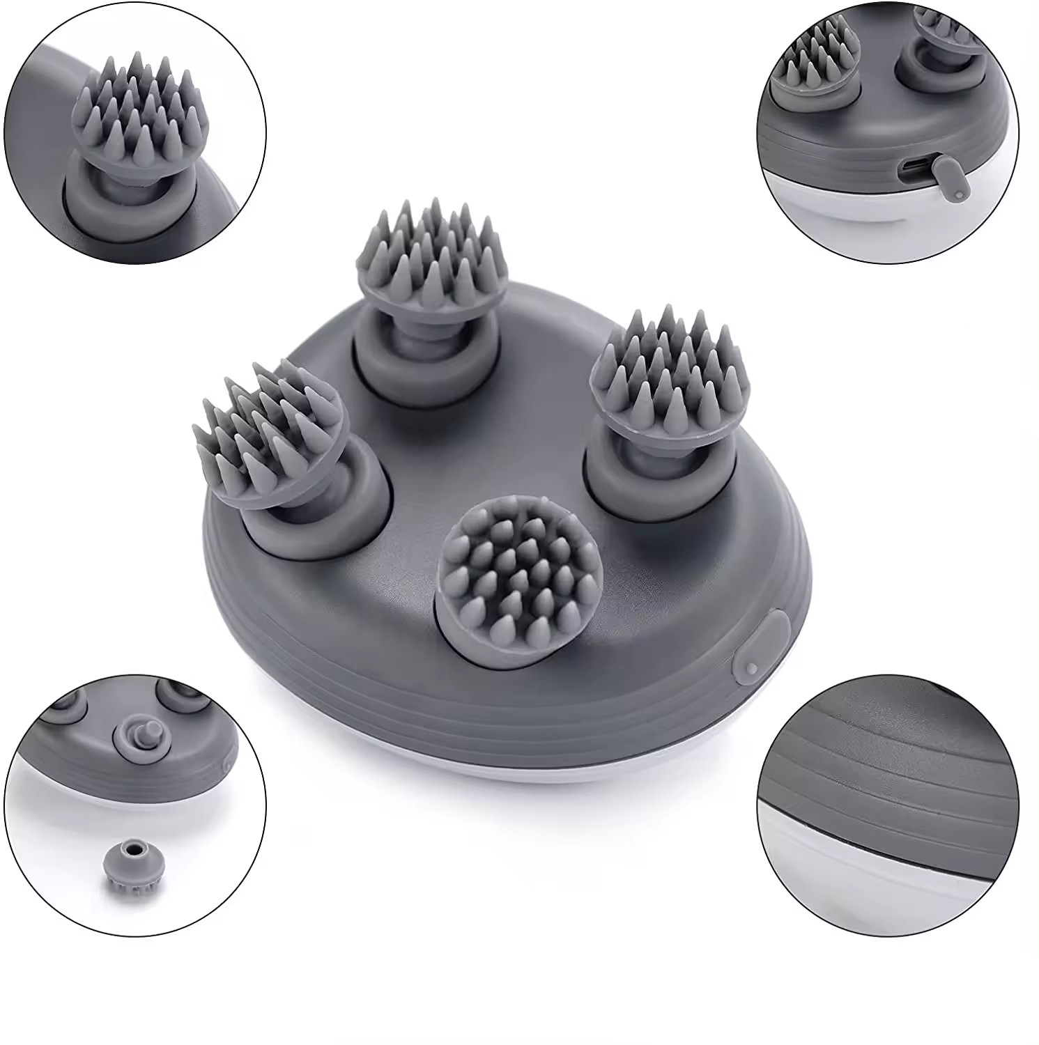 (11x10cm) USB Haustier Pflege Massage Bürste Kopf- und Pfoten Massagegerät für Hunde / Katzen - Silber