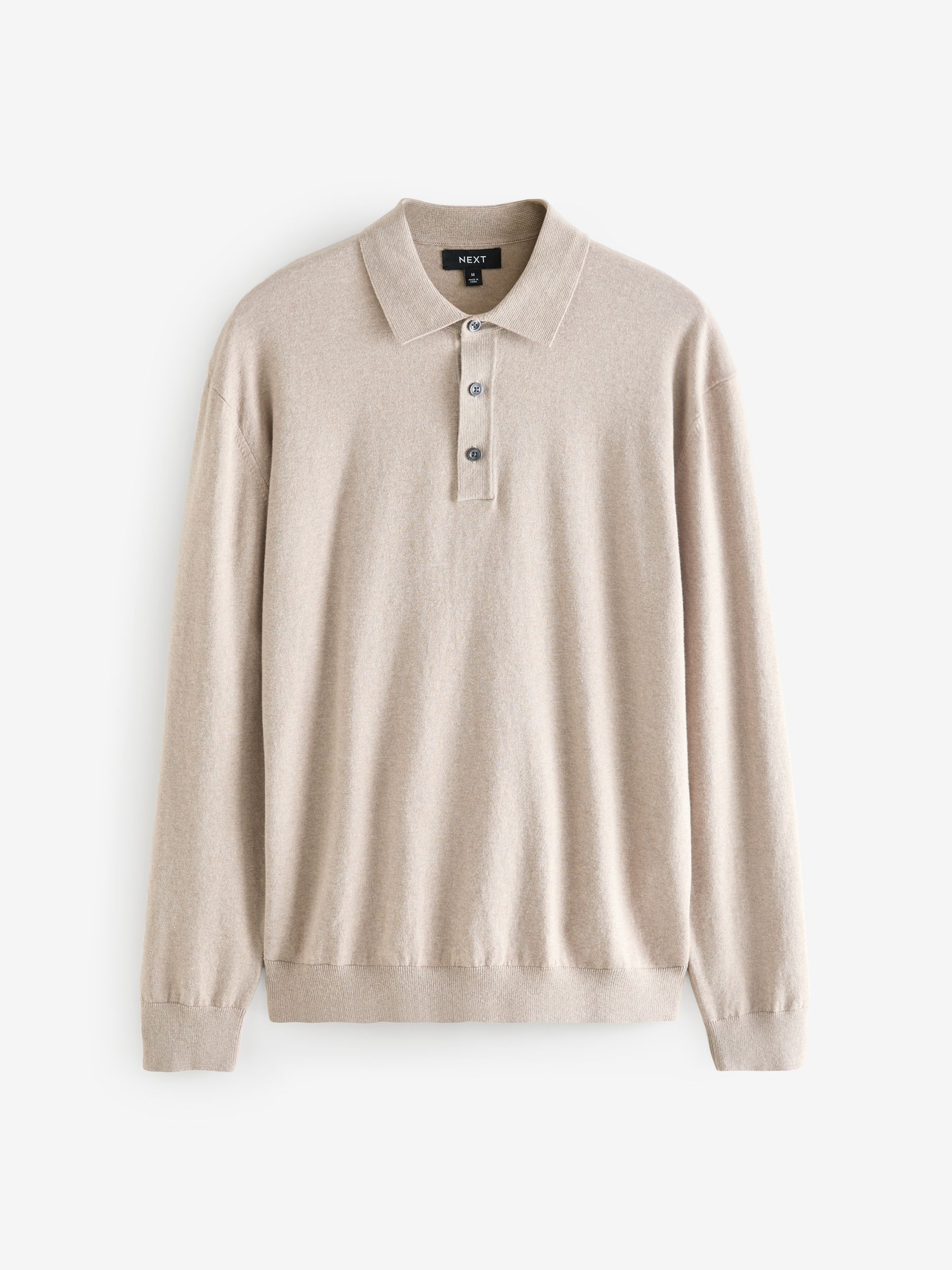 Marineblauw/naturel - Gebreide poloshirts met lange mouwen 2 -pack