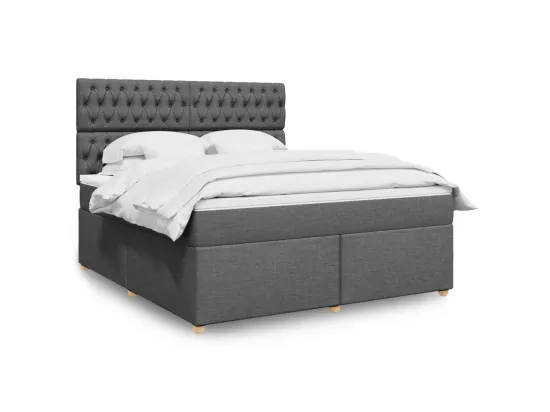 Sommier à lattes de lit avec matelas Gris foncé 180x200cm Tissu