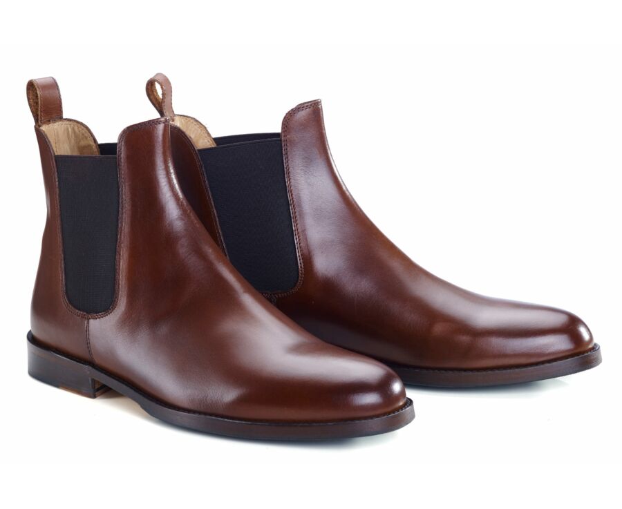 Chelsea boots cuir homme Châtaigne Patiné - FLAGER PATIN