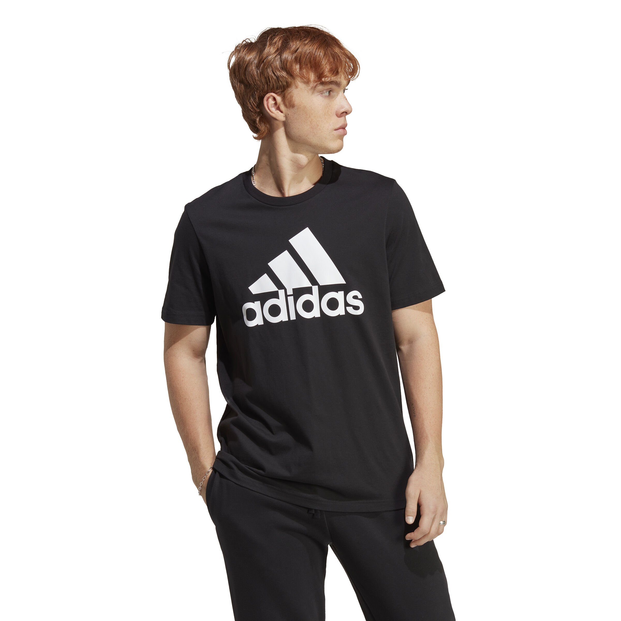 adidas Essentials Single Jersey Big Logo T-shirt Hommes - Noir , Blanc
