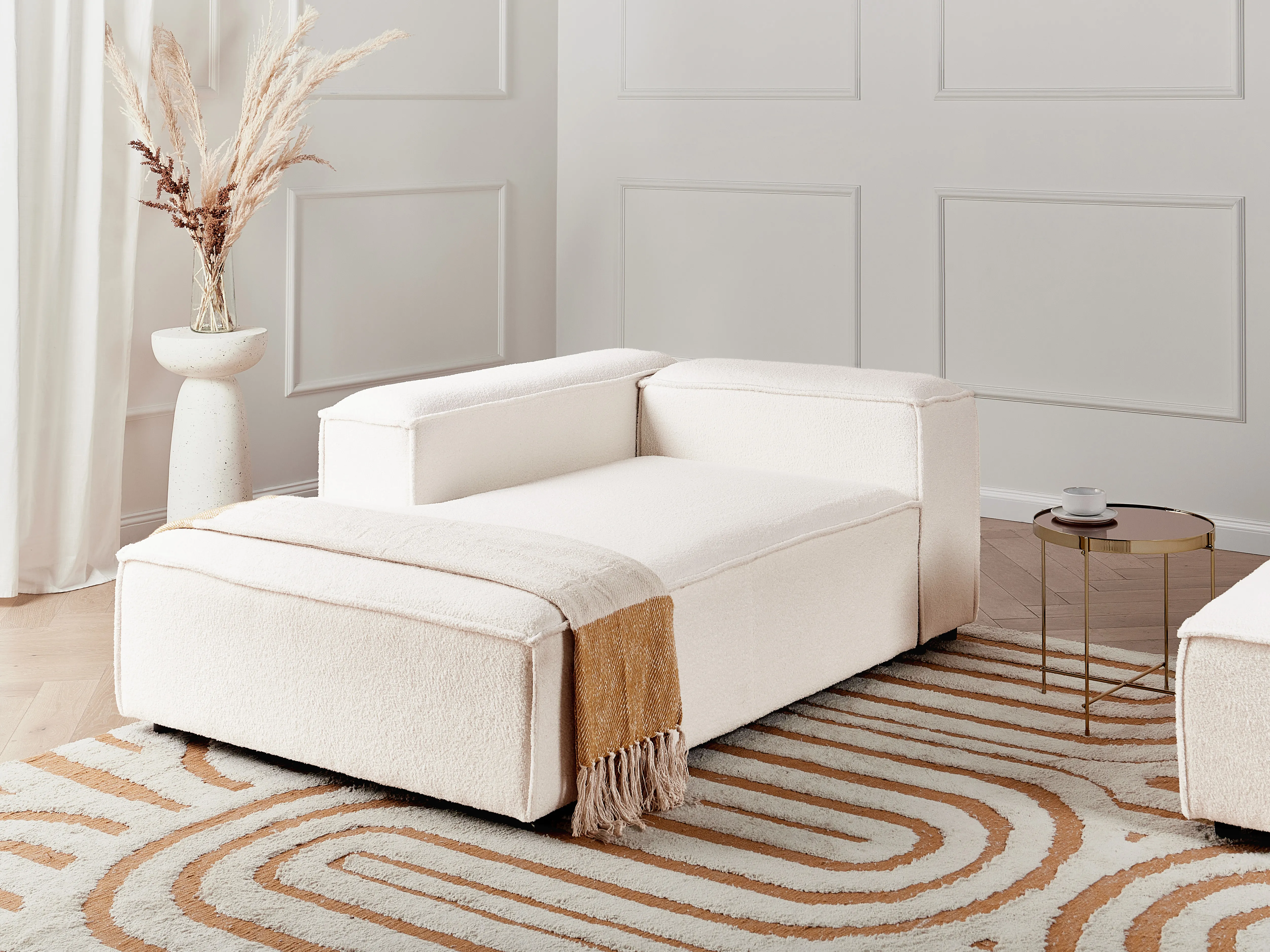 Rechtszijdige chaise longue ARDAL Bouclé Gebroken wit