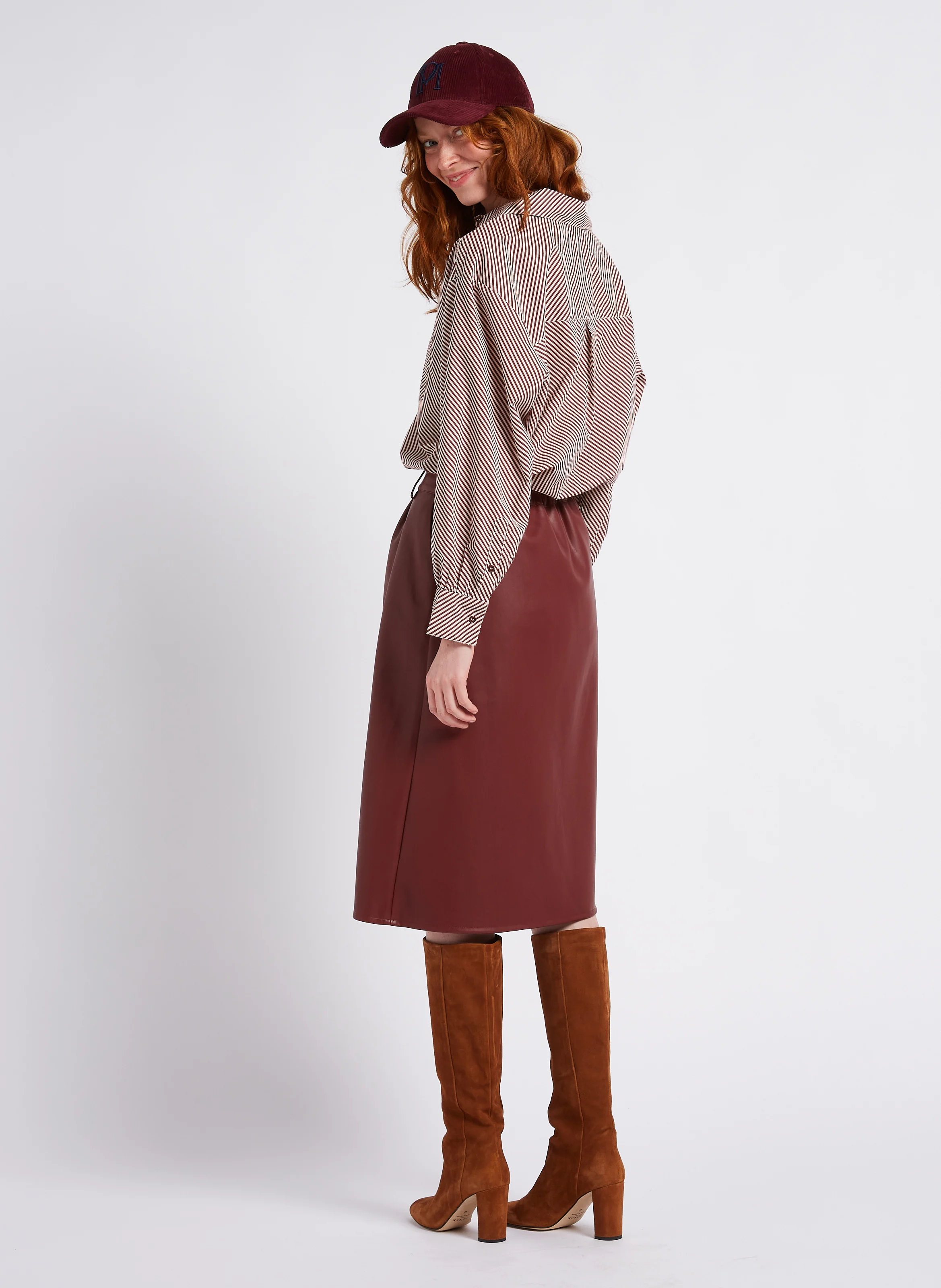 JOSIE - Jupe midi fendue| Rouge