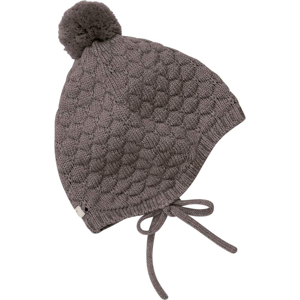 Køb Huttelihut Brown Melange Bonnet Uld Strik Pompom