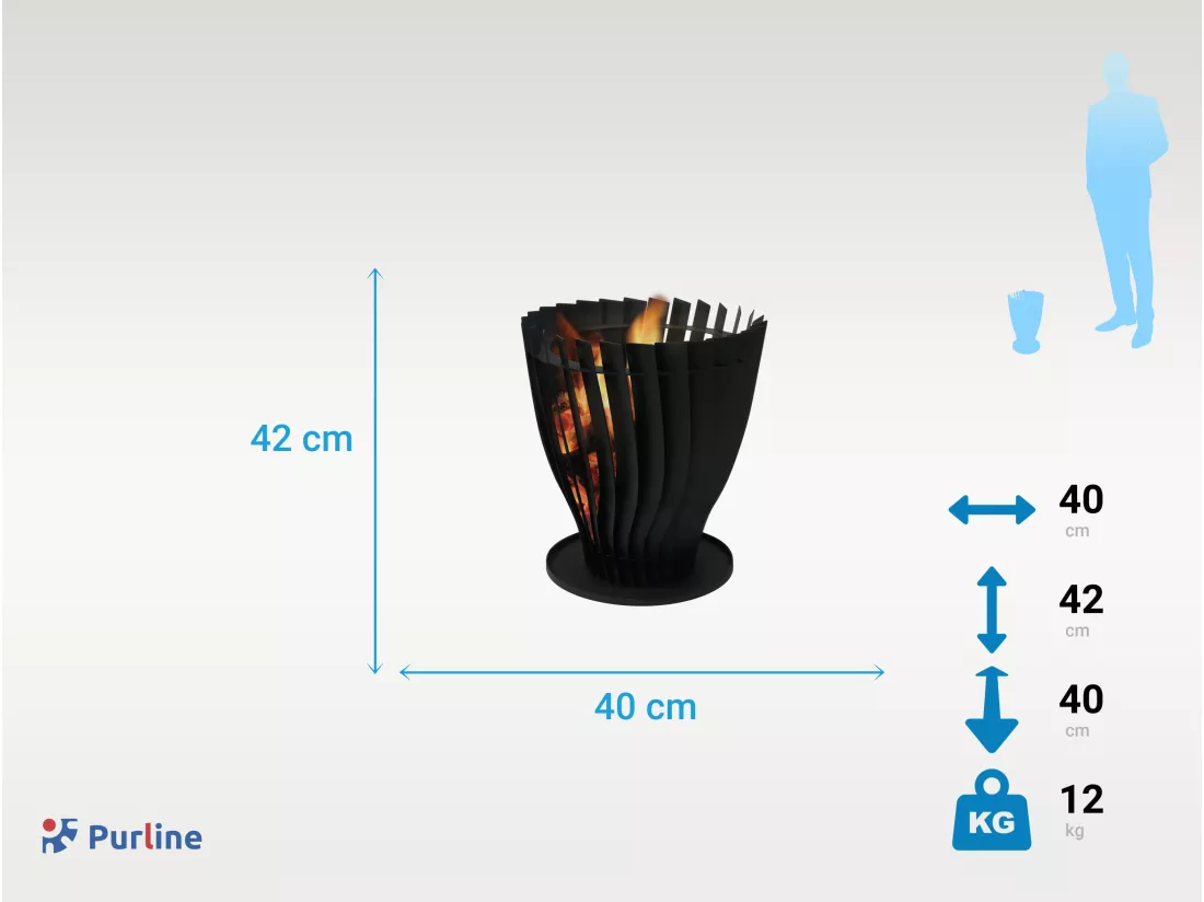 Brasero de jardin circulaire en acier inoxydable noir