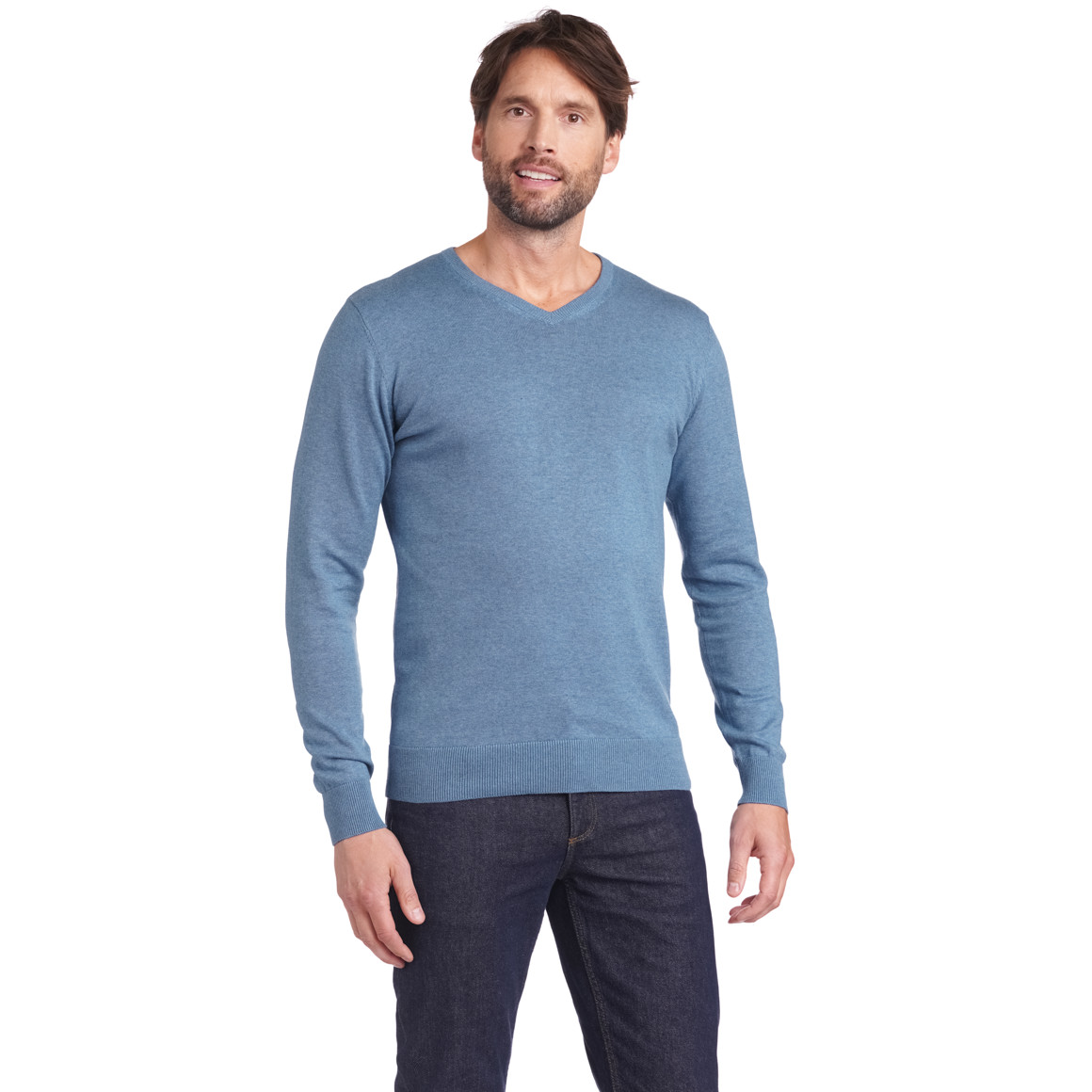 VanVaan Herren Feinstrickpullover mit V-Ausschnitt blau