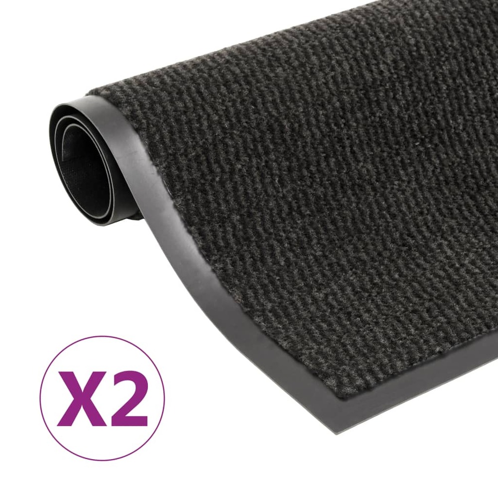 Paillassons rectangulaires 2 pcs 90 x 150 cm noir