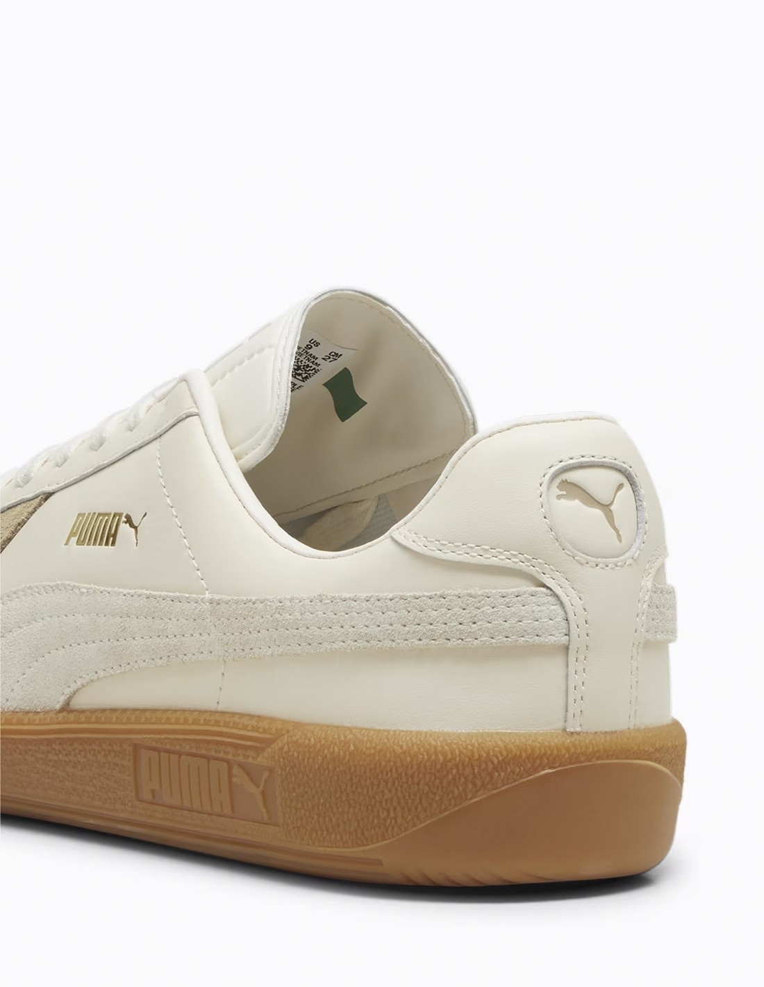 puma Baskets Homme Army Trainer Blanc/Marron/Beige Cuir