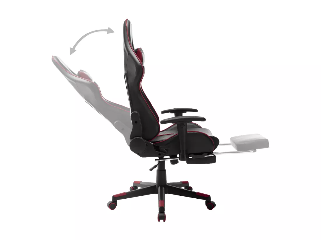 Chaise de jeu avec repose-pied Noir et bordeaux Cuir artificiel