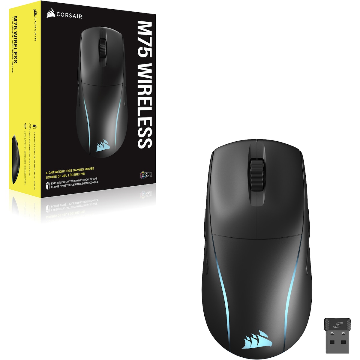 Corsair M75 RGB trådløs gamingmus (sort)