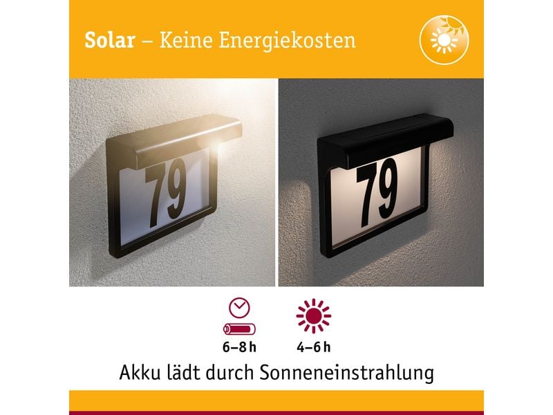 Paulmann Solar LED Hausnummernleuchte Dayton II Hausnummernleuchte