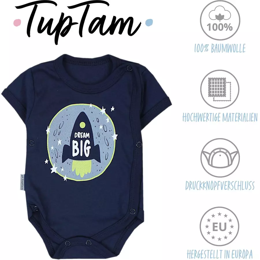 TupTam Baby Jungen Kurzarm Wickelbody 5er Set dunkelblau