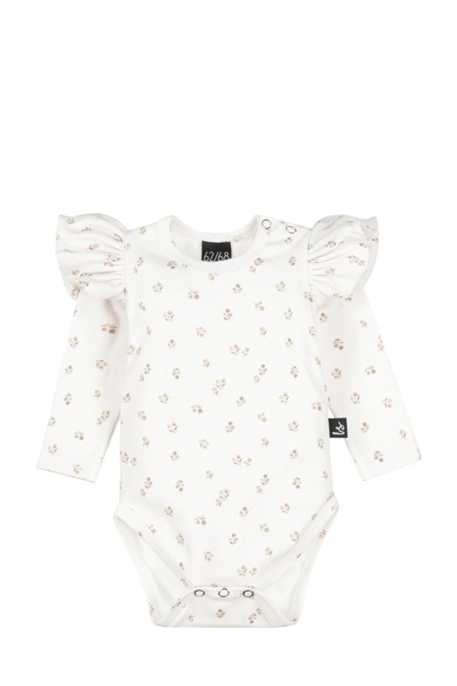 Babystyling romper met ruches offwhite/roze/groen