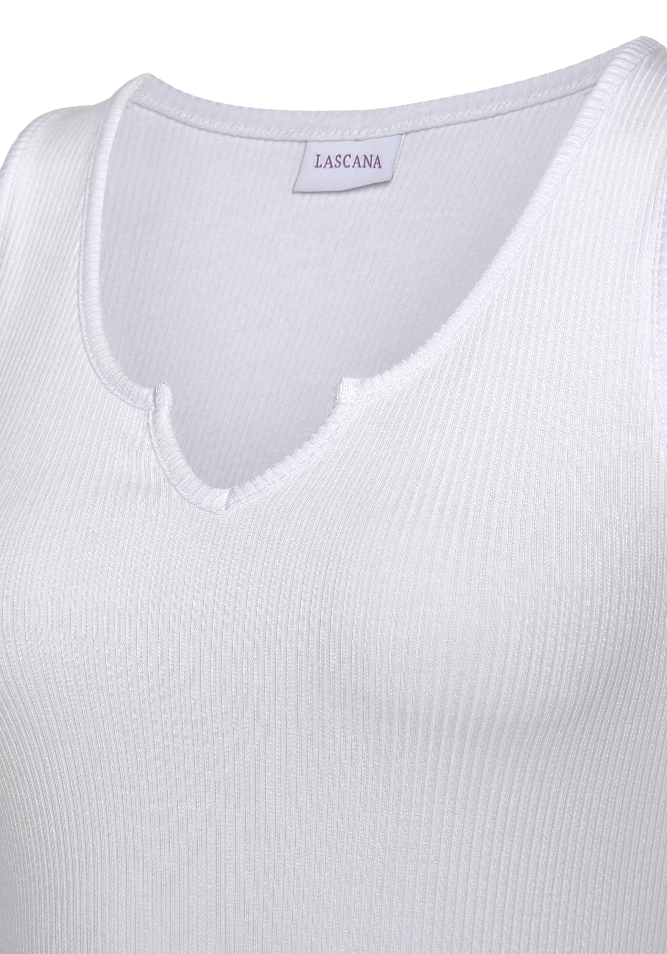 LASCANA Ripptanktop , mit kleinem V-Ausschnitt, figurbetontes Damentop, Basic