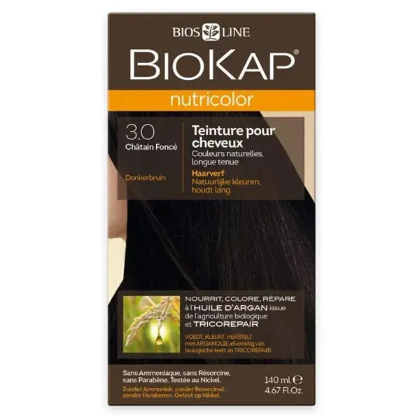 Biokap Nutricolor Tinta para Cabelo 3.0 Castanho Escuro 140ml
