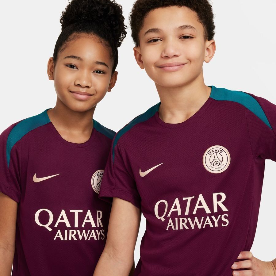 Paris Saint-Germain T-shirt d'Entraînement Dri-FIT Strike - Bordeaux/Geode Teal/Orange Enfant