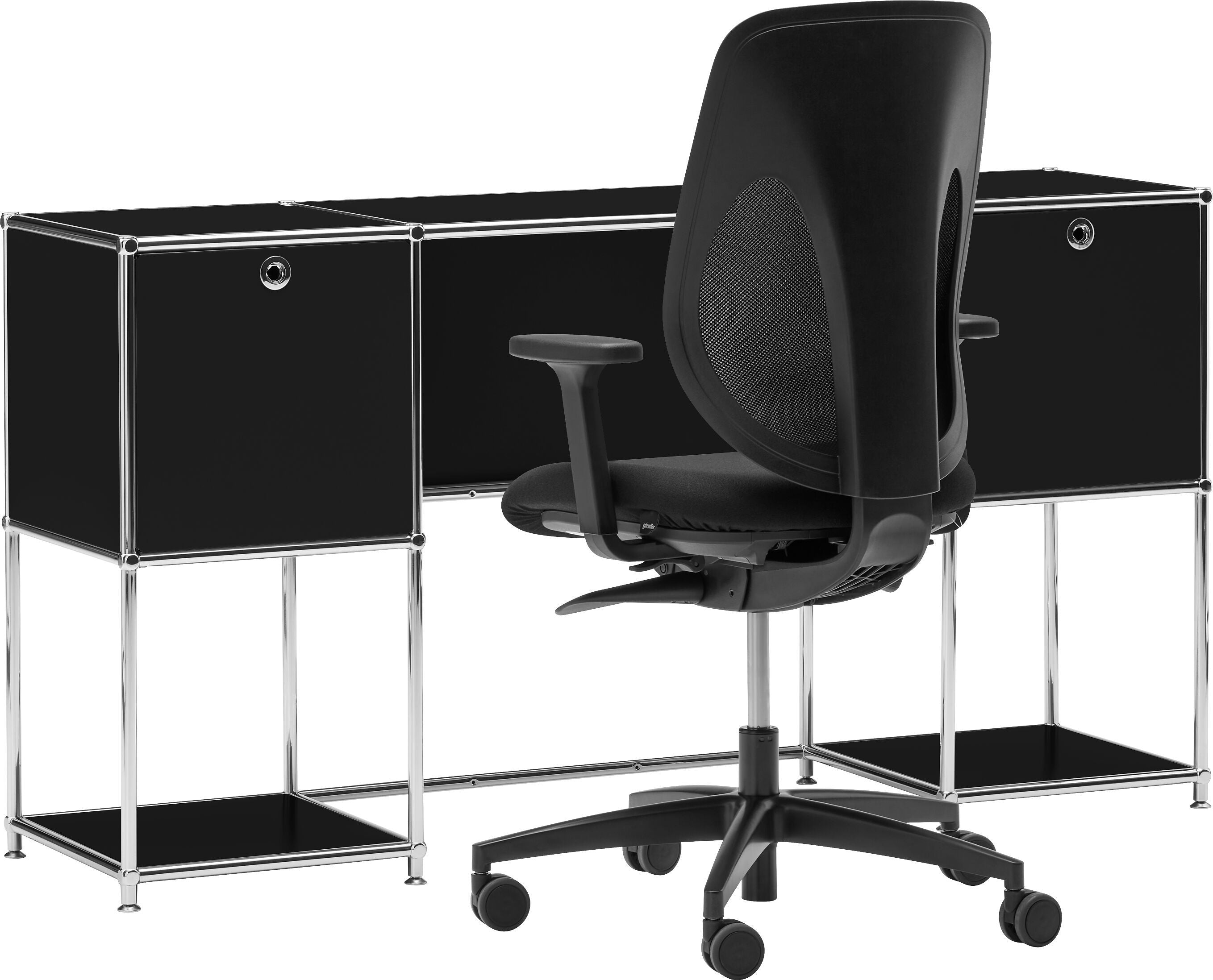 FLEXCUBE Schreibtisch - Schwarz / B: 152.0 cm x T: 40.0 cm x H: 80.0 cm