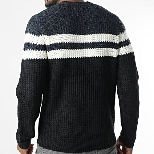 Pull Lazlo Noir Bleu Marine Blanc