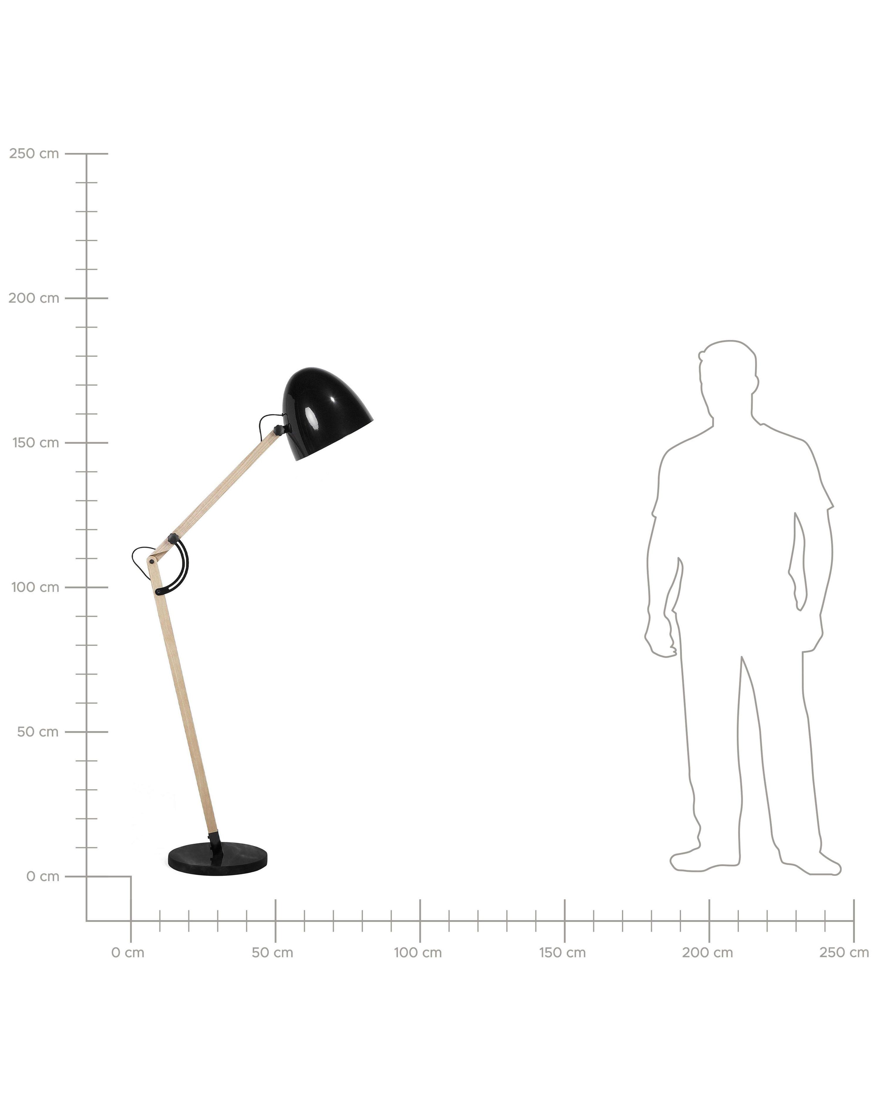 Staande lamp HETTON verstelbaar Eikenhout Zwart