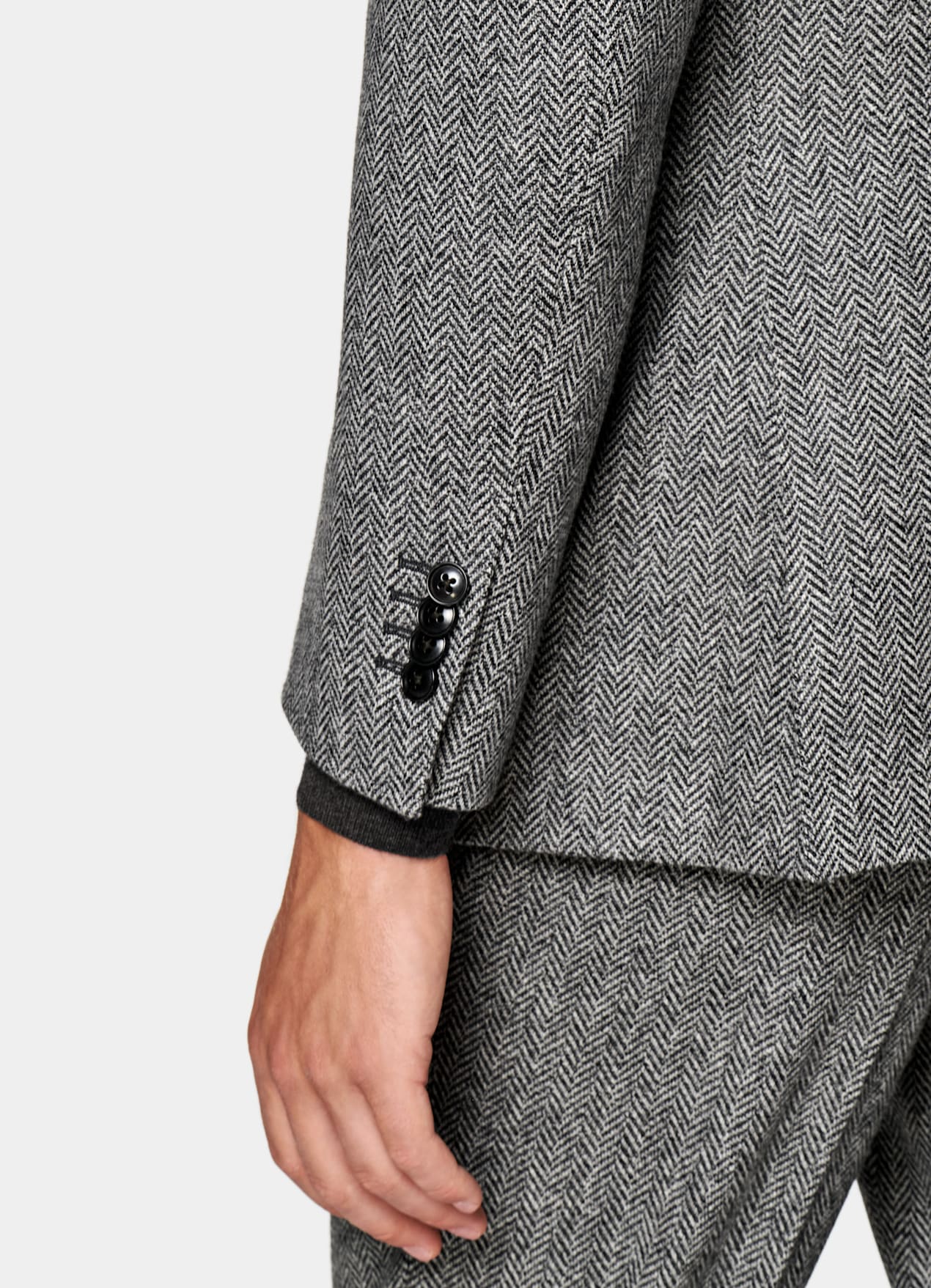 Costume trois pièces Havana coupe Tailored gris moyen à chevrons
