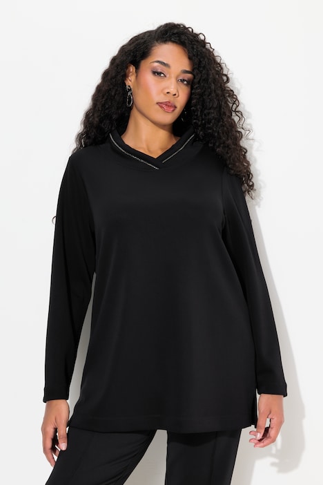 Sweatshirt, Stehkragen, Classic, Zierkette, Langarm