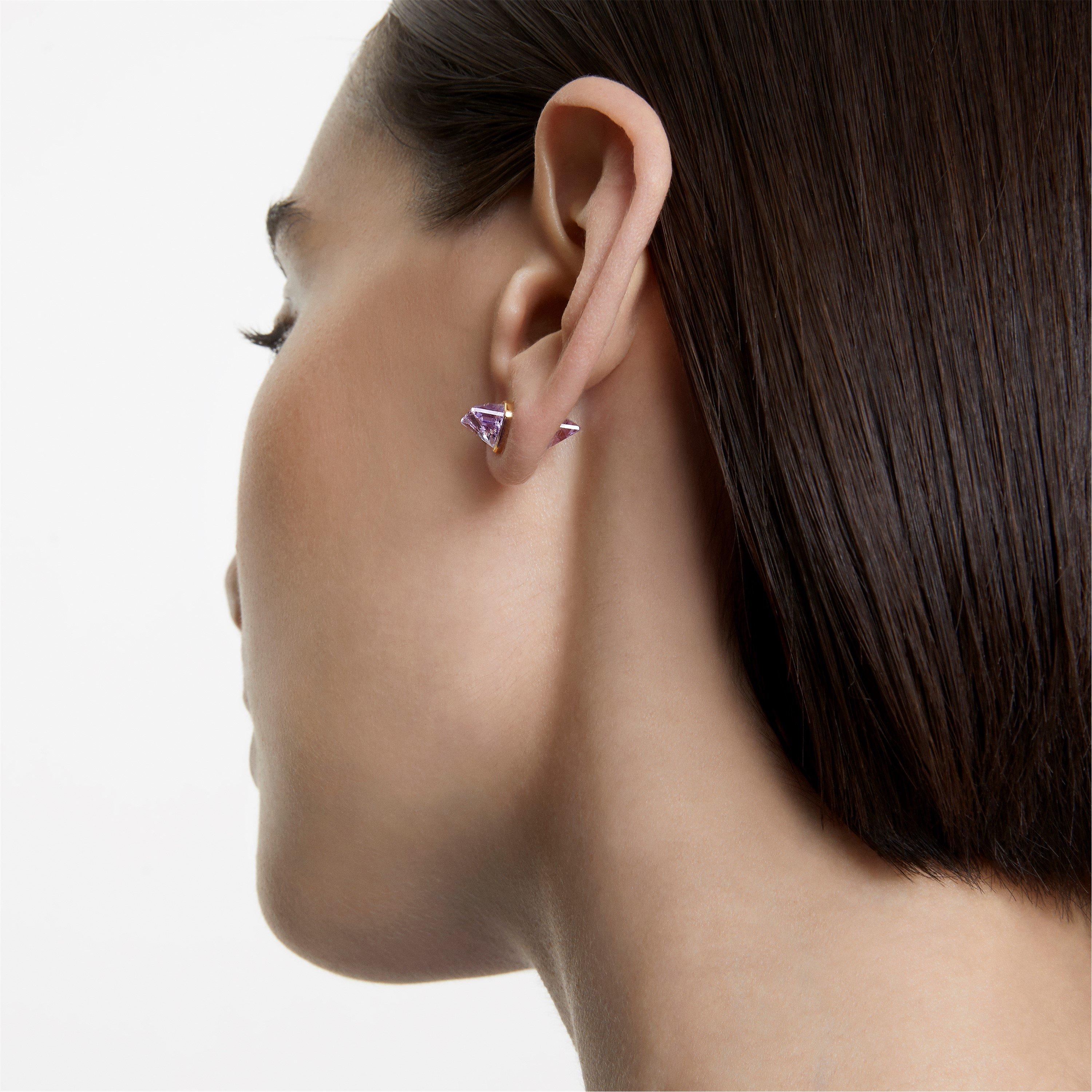 Swarovski Lucent ear cuff, Single, Magnetic closure, Purple, Gold tone plated