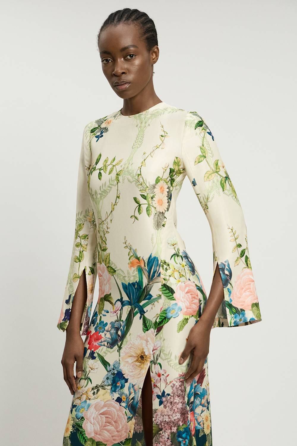 KarenMillen Robe Longue Fluide En Crêpe Satiné De Viscose À Imprimé Fleuri
