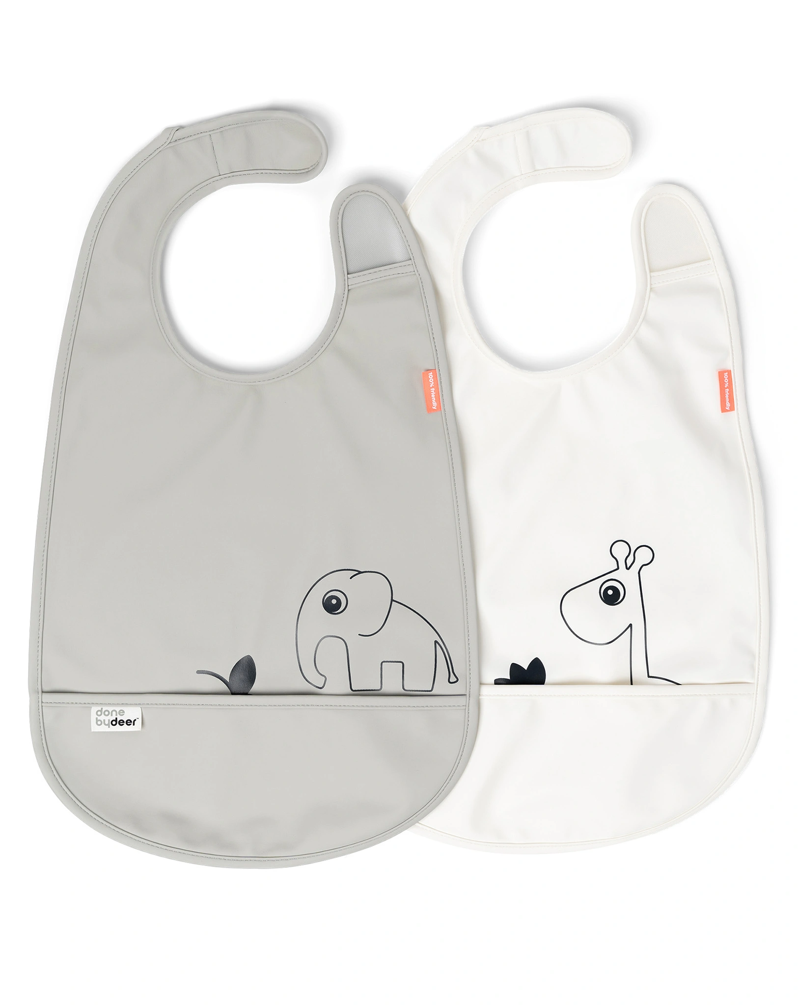 Klett-Lätzchen DEER FRIENDS 2er Pack in grau