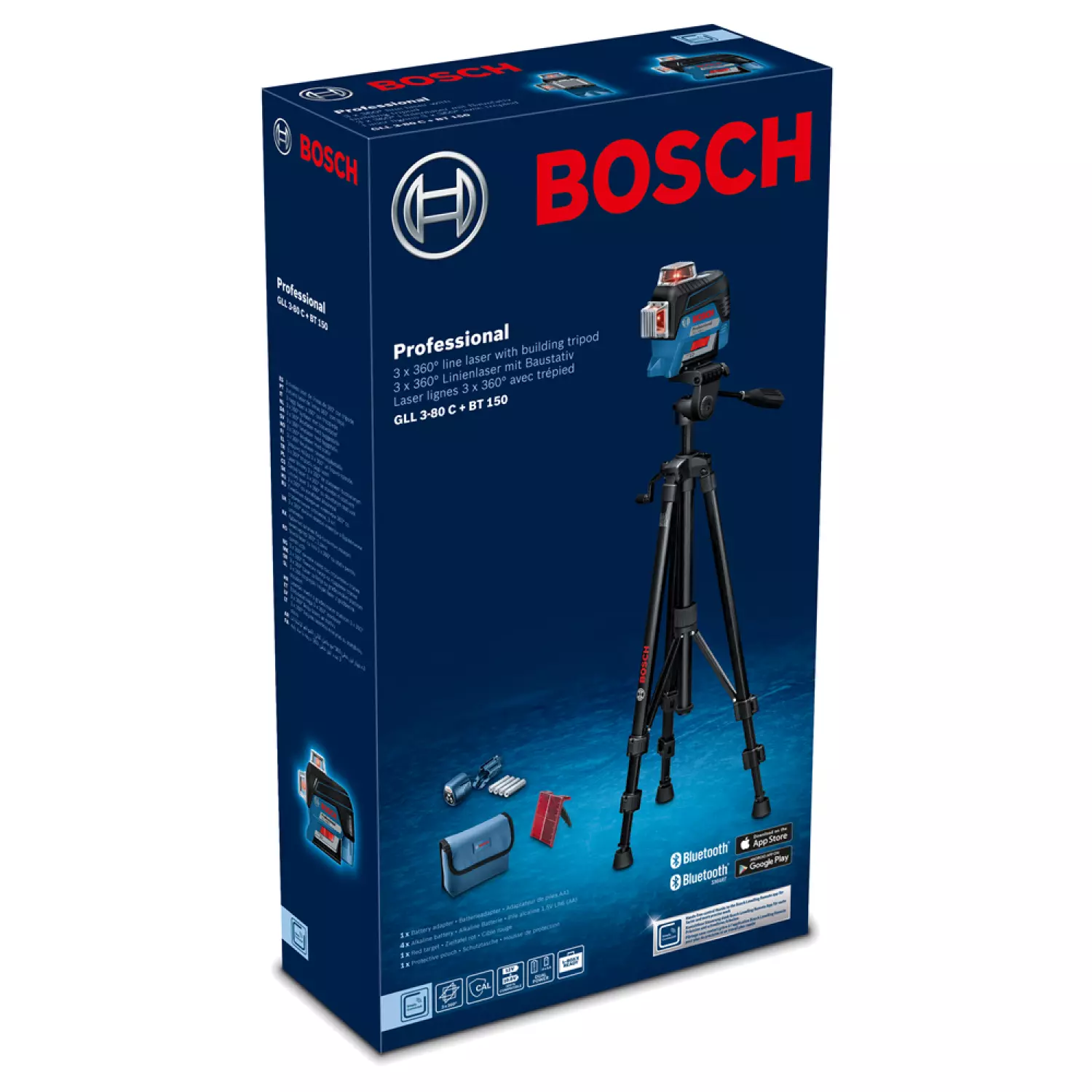Bosch GLL 3-80 C 12V Li-Ion accu lijnlaser (4x 1,5-V-LR6 (AA))   BT150 statief