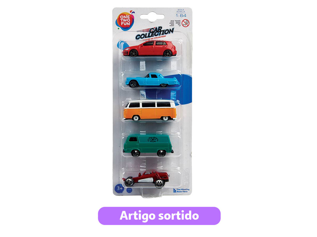 VEÍCULOS MINIATURA ONE TWO FUN CONJUNTO DE 5 UNIDADES MODELOS SORTIDOS