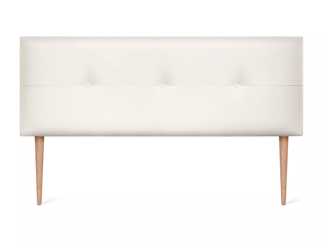 DHOME Tête de lit similicuir avec Boutons 160x105cm avec pieds Lits 150/160 - Blanc Osseux
