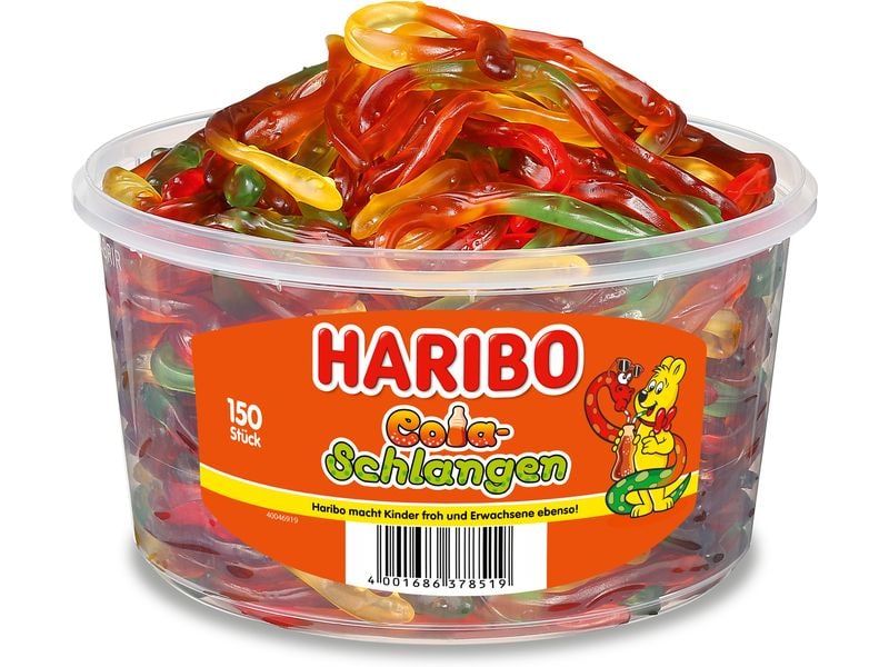 Haribo Gummibonbons Cola-Schlangen 150 Stück Süsse Fruchtgummis
