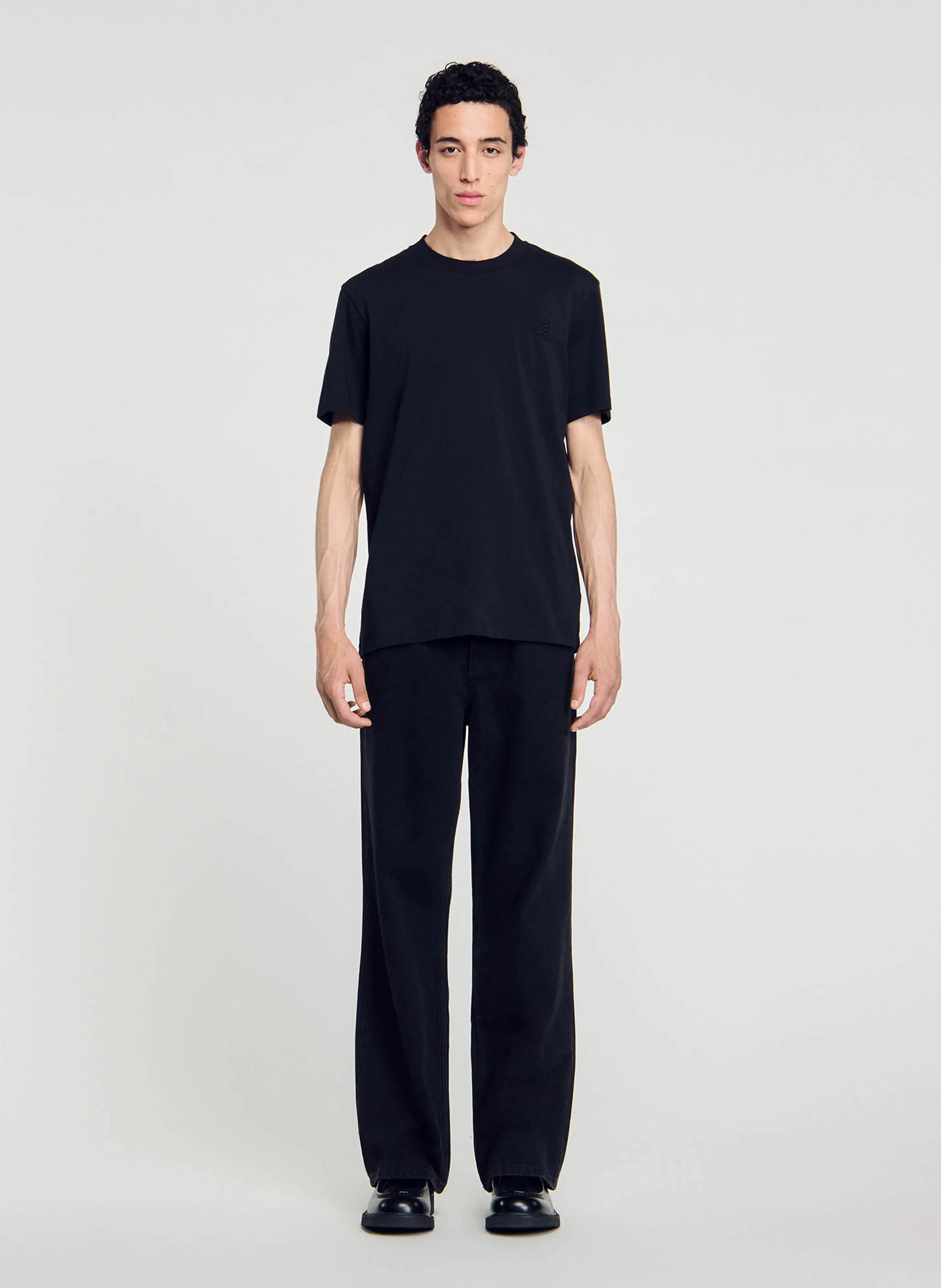 Tee-shirt col rond en coton | Noir