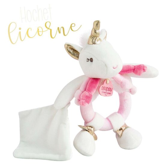 Licorne hochet avec doudou   Rose        de               Doudou et Compagnie