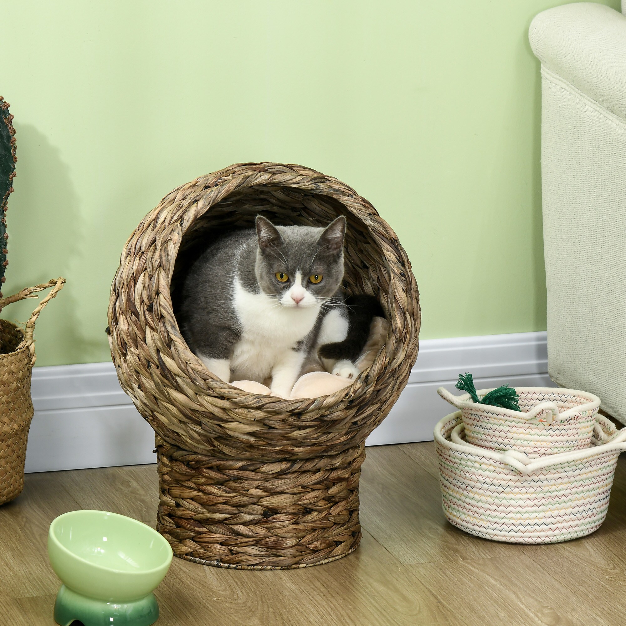 PawHut Katzenkorb mit Kissen 42 x 33 x 52 cm (LxBxH)